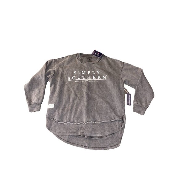 Simply Southern Classic Logo Long Sleeve Crew Sweatshirt Gray Small NWT - Picture 2 of 4